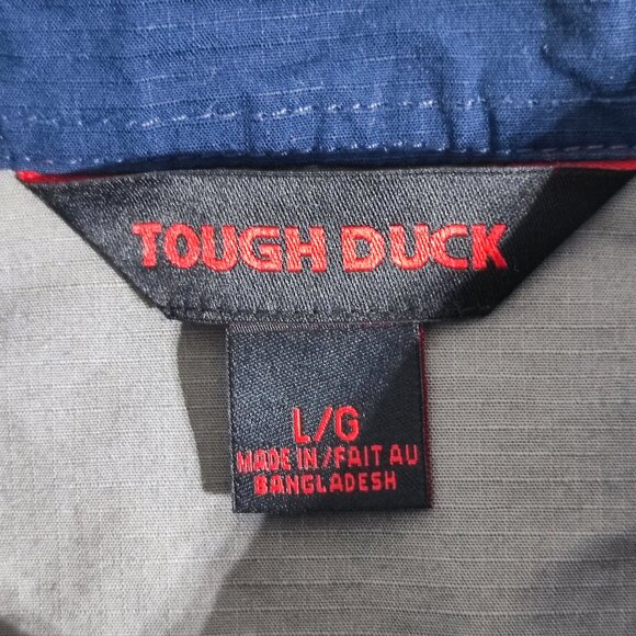 Tough Duck Work Wear Shirt men's size L grey and blue short sleeve durable - Picture 4 of 10